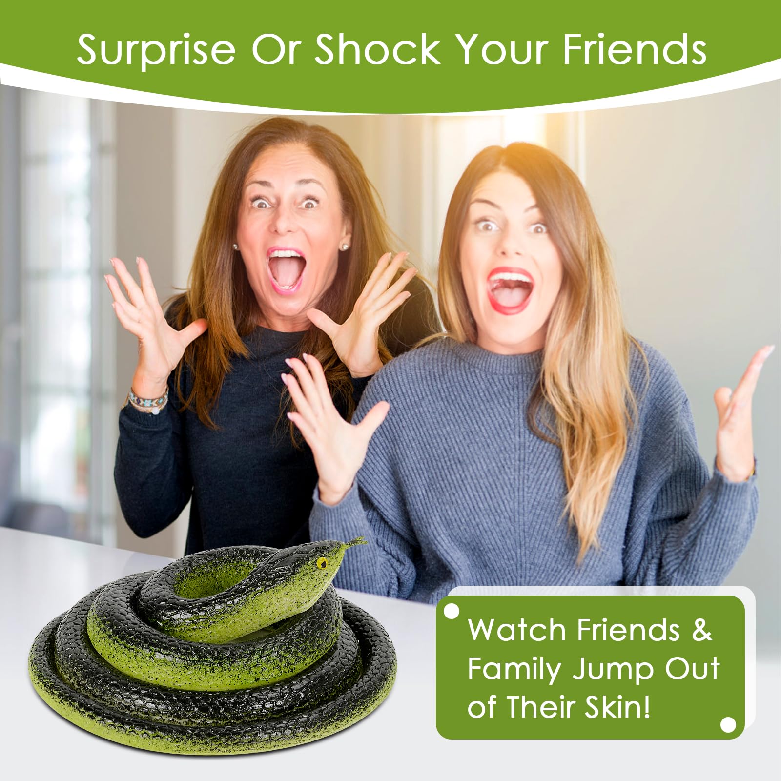 4-Pack Realistic Rubber Black Mamba Snakes for Pranks, Garden Bird Deterrent, and Halloween Decor
