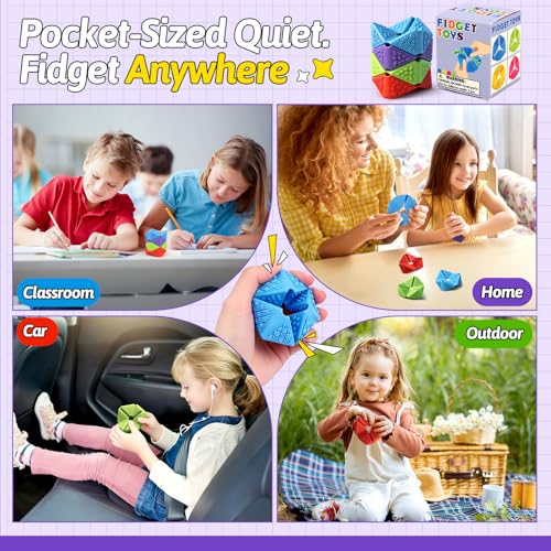 4-Pack Sensory Fidget Cubes – Silent Silicone Flip Toys for Anxiety Relief, Autism, ADHD – Textured Stimulation for Kids & Adults