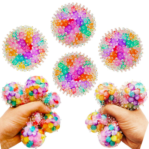 4 Pack Squishy Stress Balls for Adults – TPR Fidget Toys for Anxiety Relief and Focus