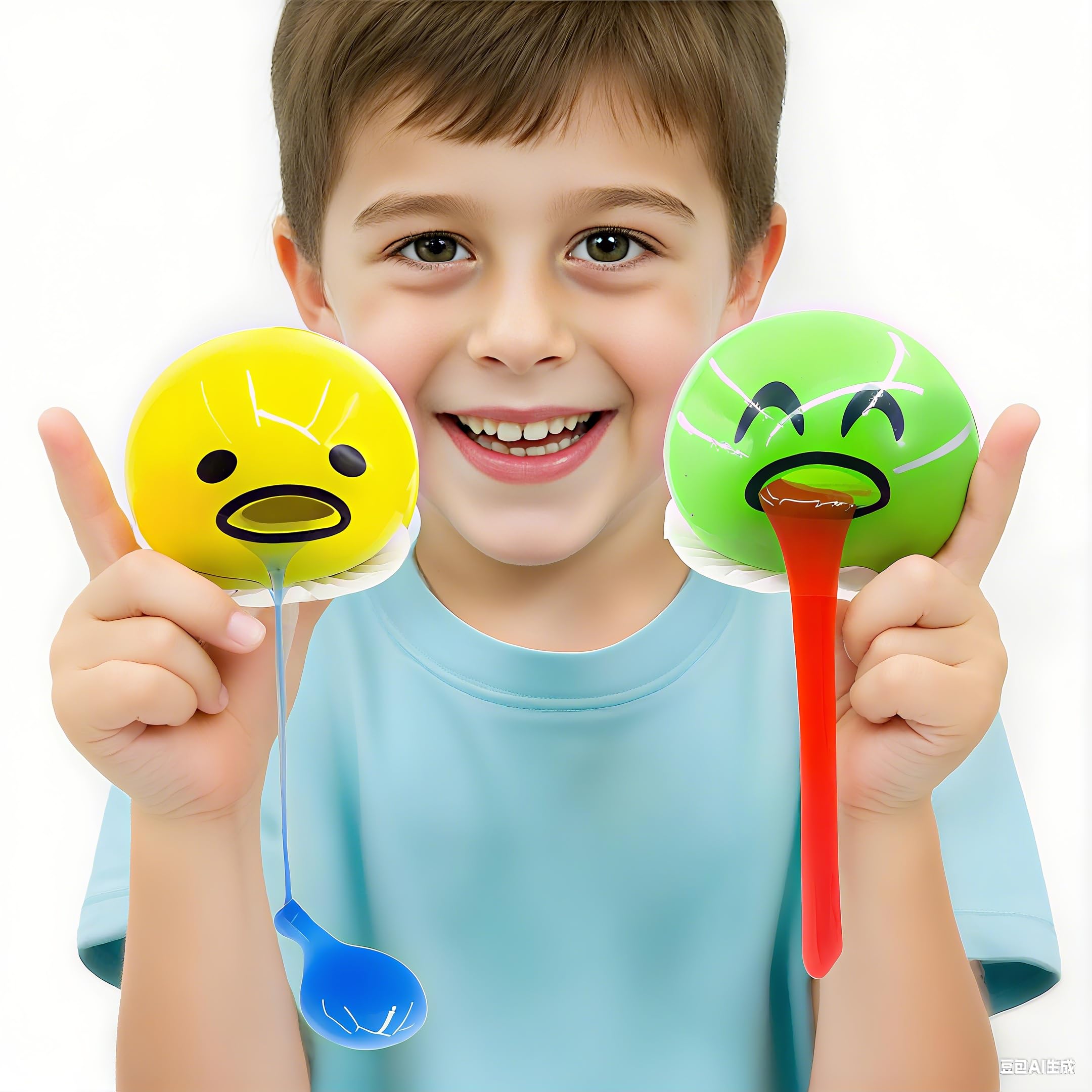 4-Pack Vomiting Egg Stress Balls with 8-Pack Slime - Funny Prank Sensory Toy for Kids & Adults