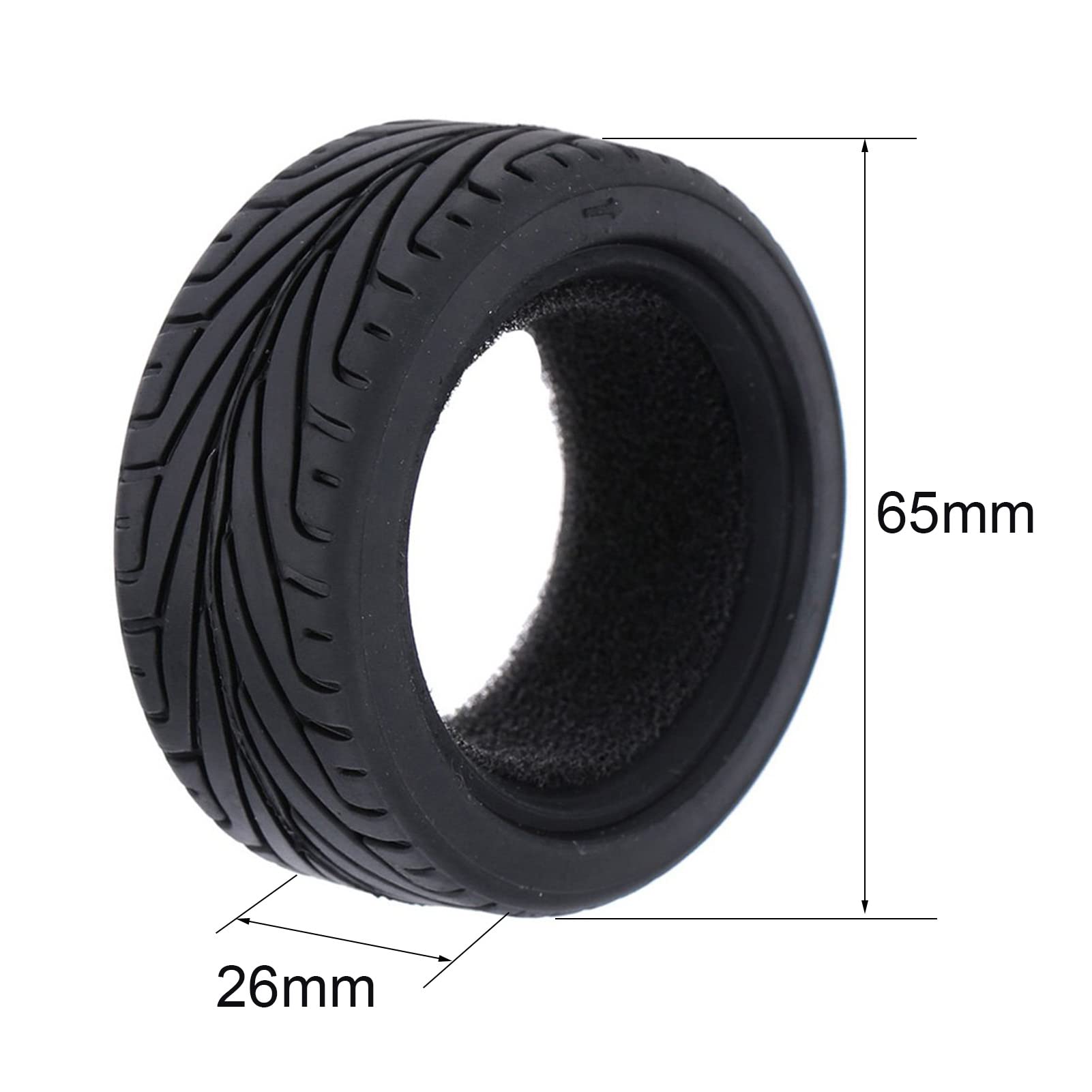 4-Piece 1/10 RC Tires & Plastic Rims for On-Road Touring Drift Cars - Blue