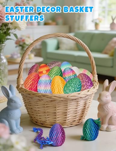 4-Piece 3D Printed Dragon Egg Set with Poseable Crystal Dragons for Easter and Party Favors