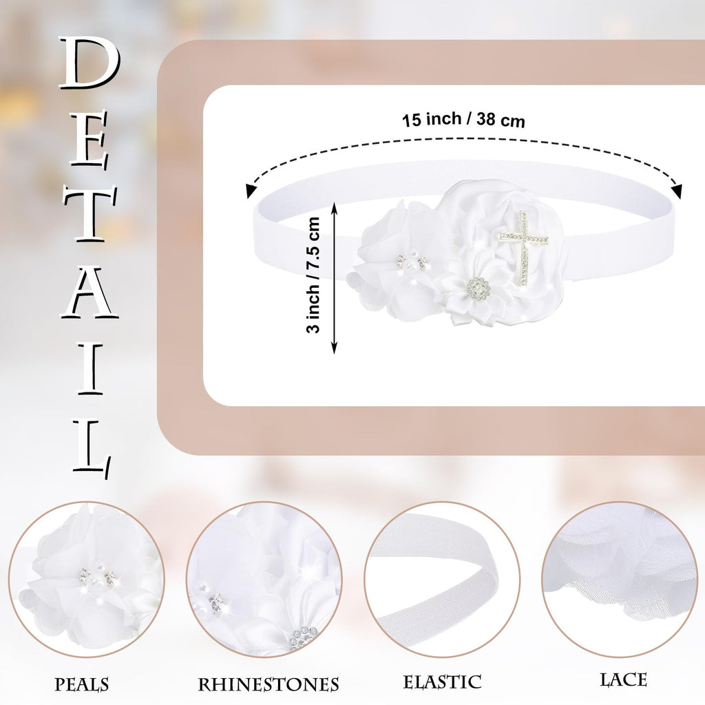 4-Piece Christening Baptism Outfit for Baby Girl – White Bib, Shoes, Socks, and Headband Set