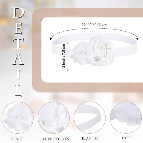 4-Piece Christening Baptism Outfit for Baby Girl – White Bib, Shoes, Socks, and Headband Set