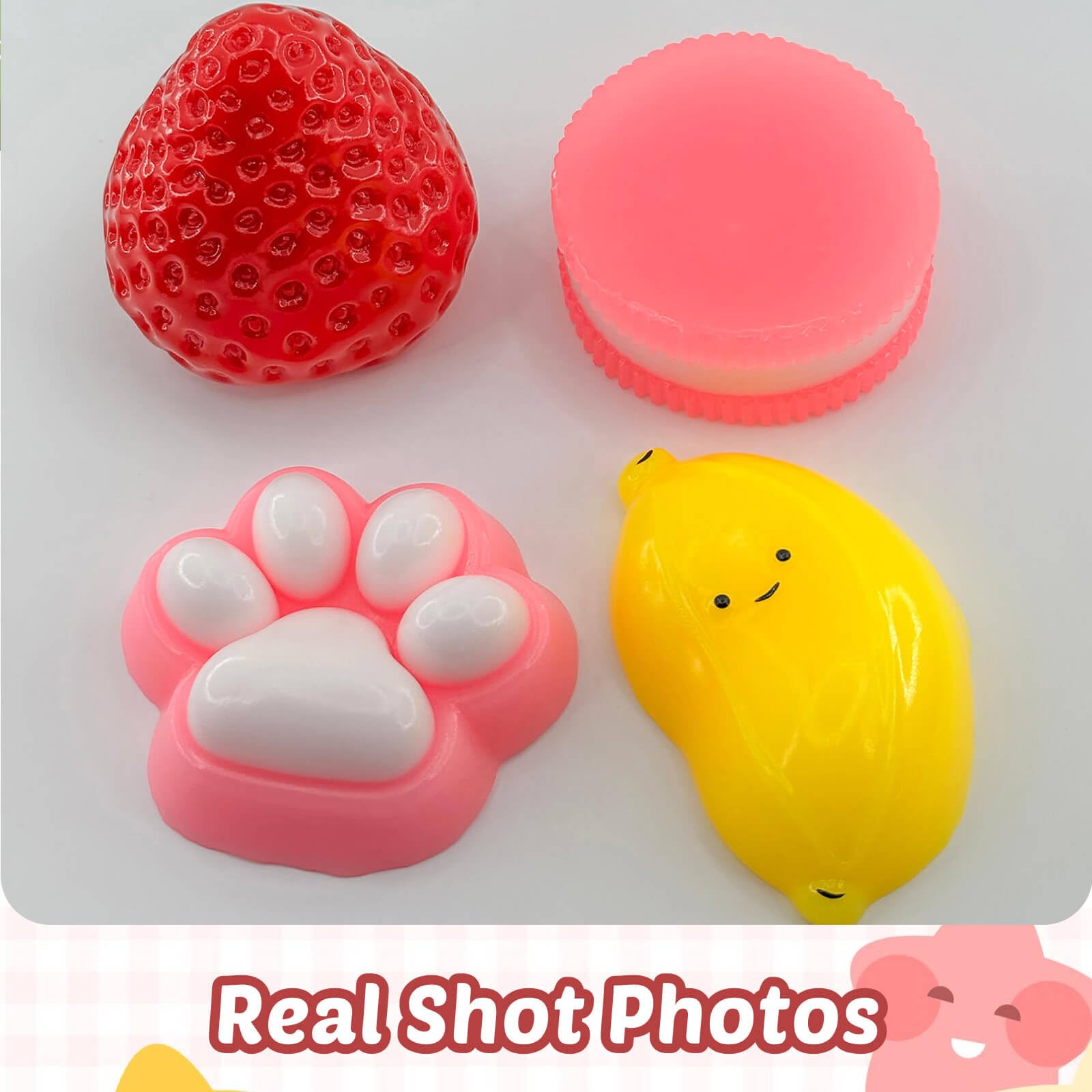 4-Piece Kawaii Squishy Toys – Soft Sensory Fidget Squeeze Set for Stress Relief