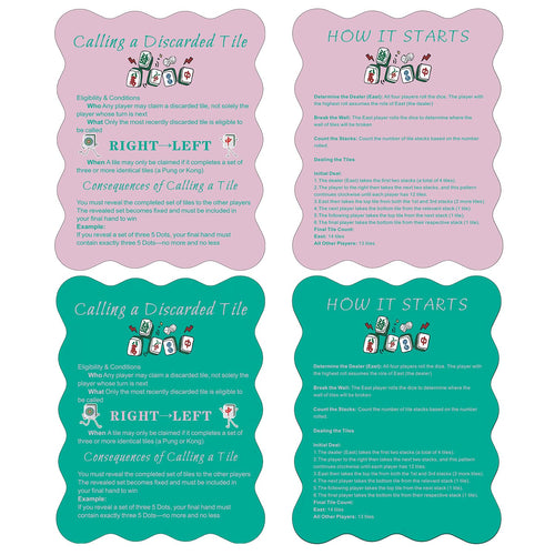 4-Piece Mahjong Tile Shuffler Set with Printed Rules – Manual Mixer for Beginners (Powder Blusher Pink & Green)