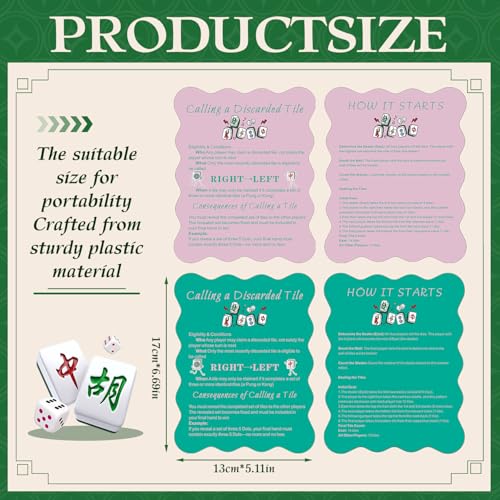 4-Piece Mahjong Tile Shuffler Set with Printed Rules – Manual Mixer for Beginners (Powder Blusher Pink & Green)