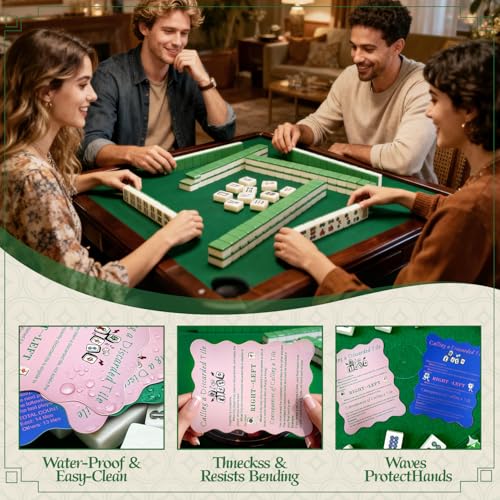 4-Piece Mahjong Tile Shufflers with Printed Rules – Manual Shufflers for Beginners, Pink & Blue
