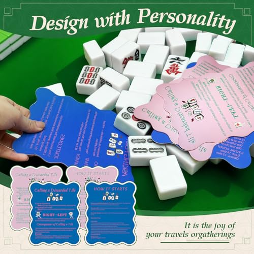 4-Piece Mahjong Tile Shufflers with Printed Rules – Manual Shufflers for Beginners, Pink & Blue