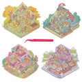 4-Season 3D Scene Sticker Set with Large Backgrounds and Tweezers - 4 DIY Miniature House Kits for Creativity and Stress Relief