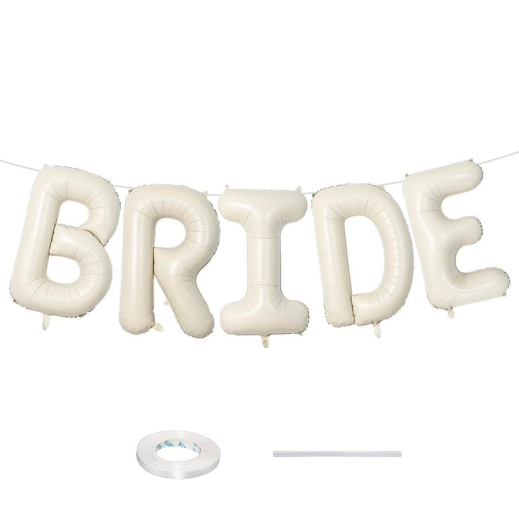 40 Inch Beige BRIDE Foil Balloons – Bachelorette & Bridal Shower Letter Set