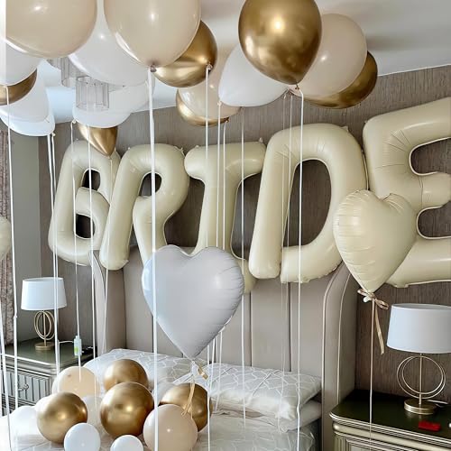 40 Inch Beige BRIDE Foil Balloons – Bachelorette & Bridal Shower Letter Set
