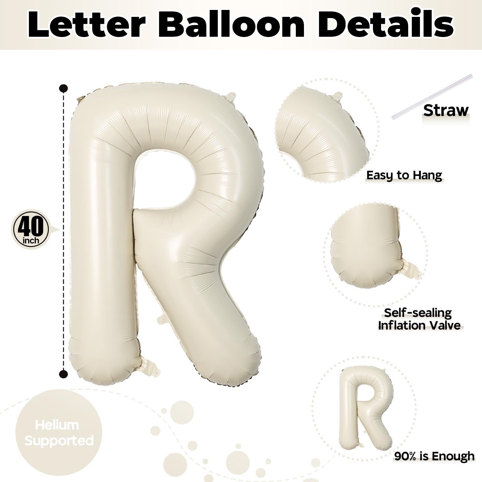 40 Inch Beige BRIDE Foil Balloons – Bachelorette & Bridal Shower Letter Set