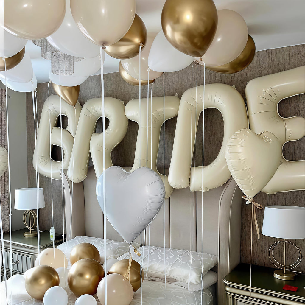 40 Inch Beige BRIDE Foil Balloons – Bachelorette & Bridal Shower Letter Set