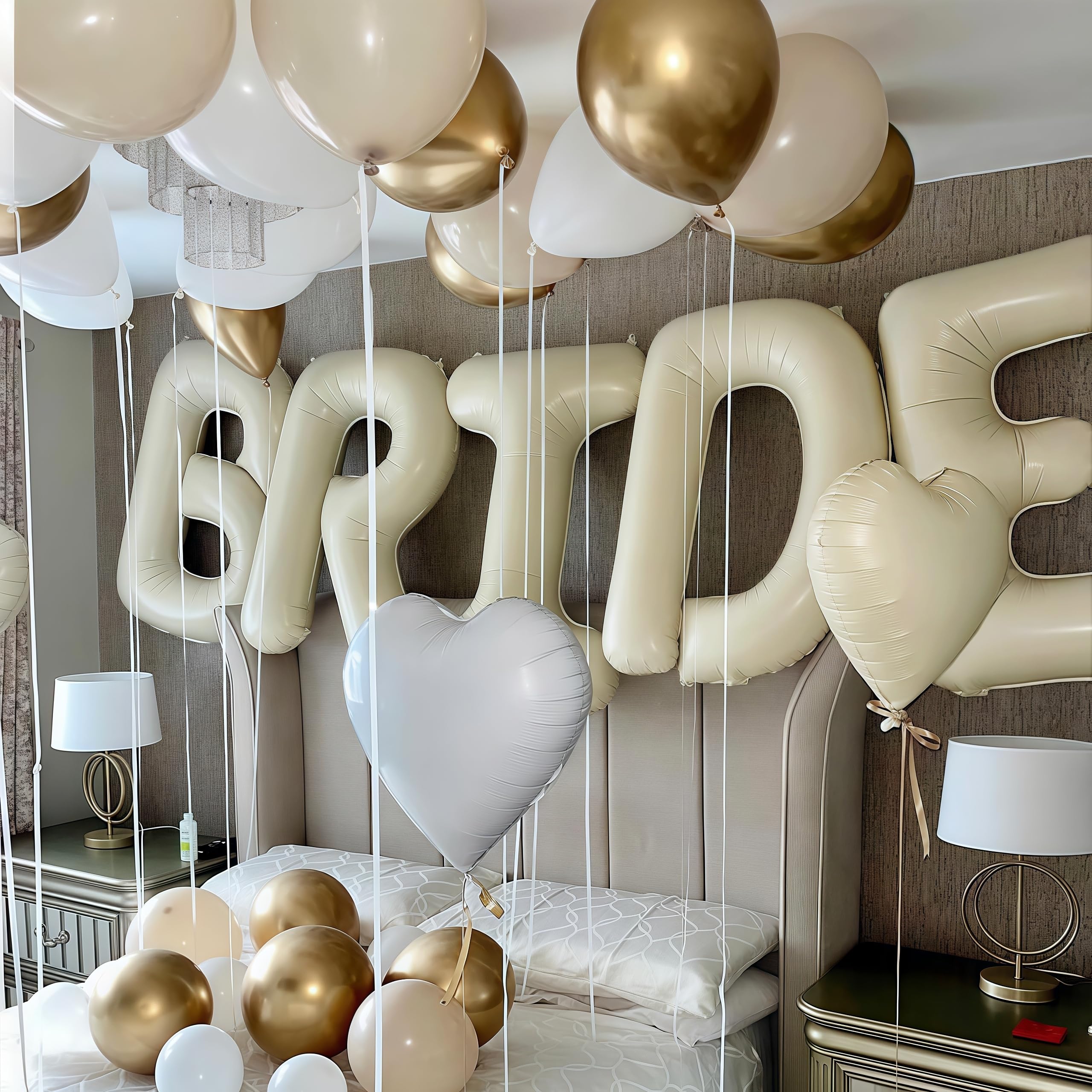 40 Inch Beige BRIDE Foil Balloons – Bachelorette & Bridal Shower Letter Set