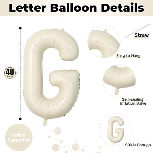 40 Inch Beige GRAD Balloons for Graduation Party Decor - Large Cream Foil Letters for Class of 2026