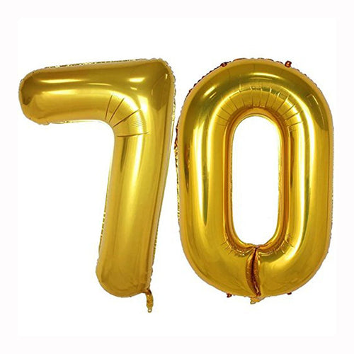 40 inch Gold Foil 70 Helium Jumbo Digital Number Balloons for 70th Birthday Party Decorations