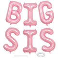 40 Inch Pastel Pink BIG SIS Letter Balloons – Pearl Pink Foil Balloon Set with Ribbon for Baby Shower, Gender Reveal, Birthday Party Decorations