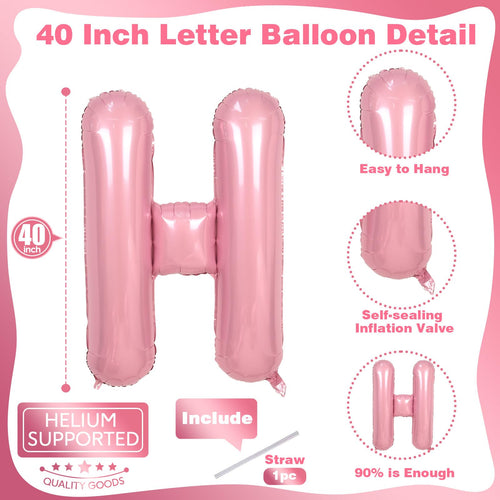 40 Inch Pastel Pink OH BABY Balloon Letters Set - 6 Foil Balloons with Ribbon for Baby Shower Gender Reveal Decor