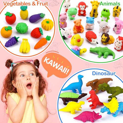40-Pack Animal Erasers for Kids – 3D Puzzle Mini Erasers Bulk Classroom Prizes Desk Pets