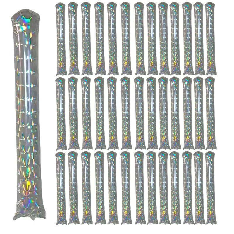 40-Pack Inflatable Thunder Sticks (23.6") for Sports Cheering – Boom Sticks in 9 Colors