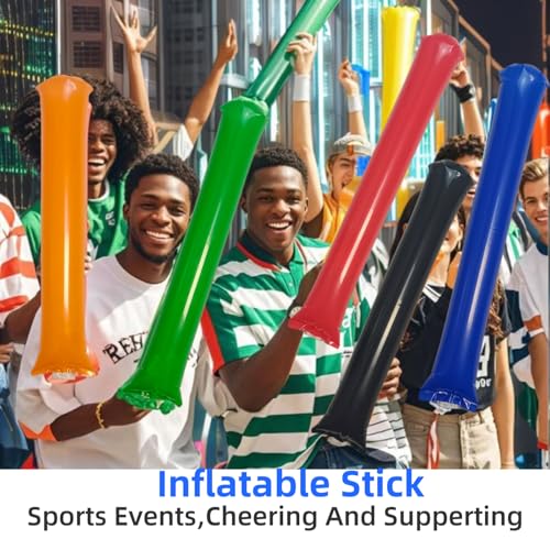 40-Pack Inflatable Thunder Sticks (23.6") for Sports Cheering – Boom Sticks in 9 Colors