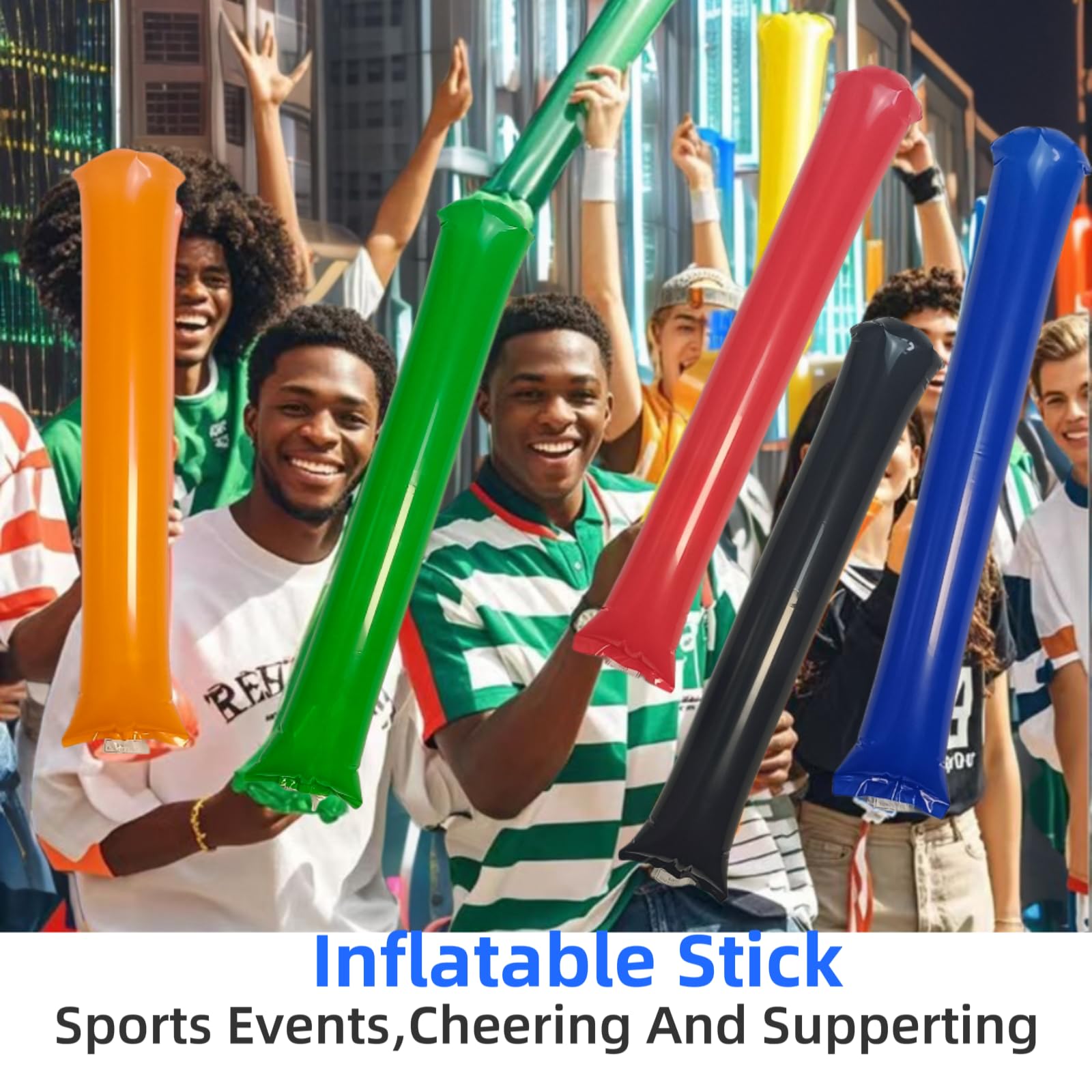 40-Pack Inflatable Thunder Sticks (Blue) – Cheering Sticks for Sports, Parties, and Events