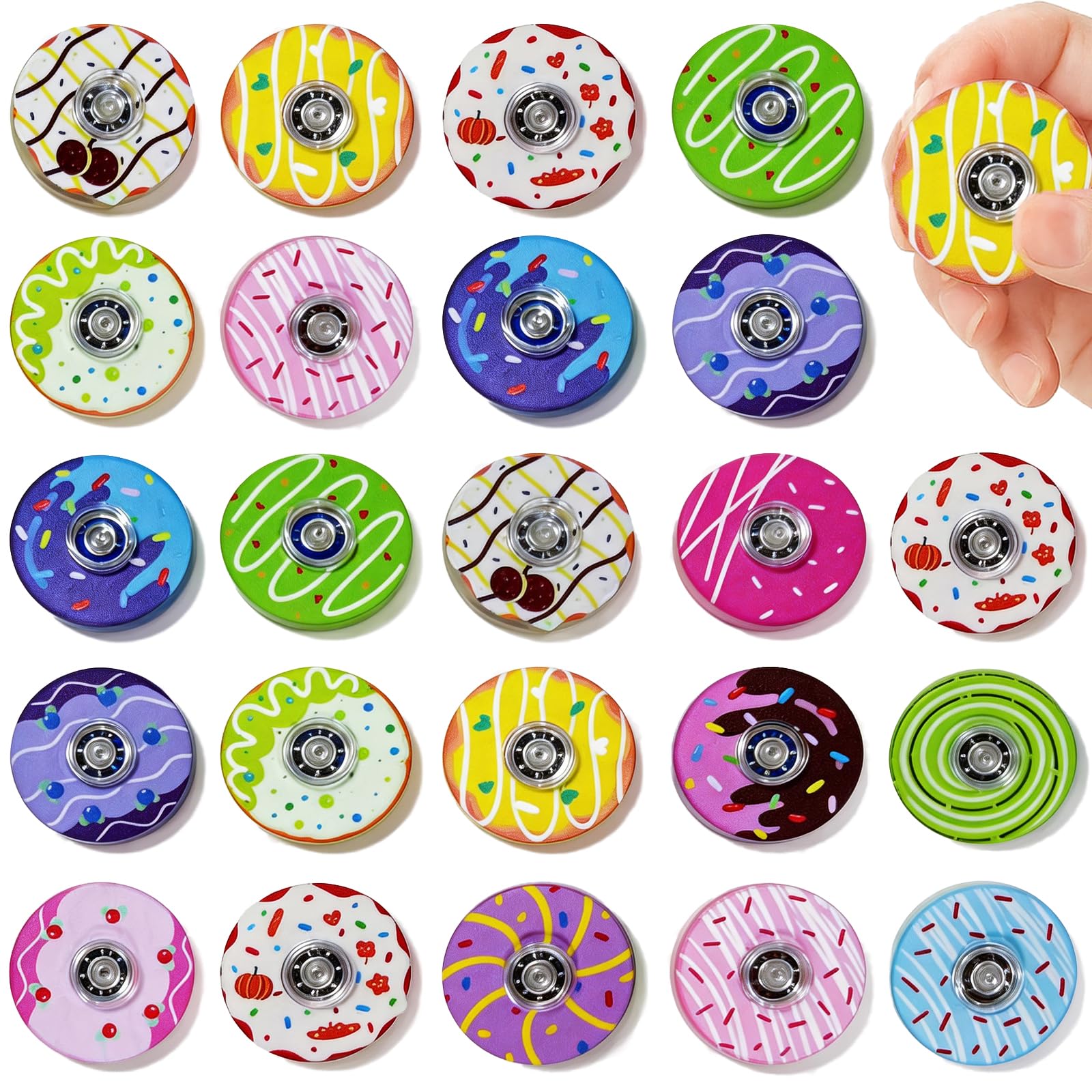 40-Pack Mini Fidget Spinners Bulk - Donut Style Quiet Fidget Toys for Kids, Teens & Adults - Classroom Prizes, Party Favors, Goodie Bag Stuffers - TGIQROVE