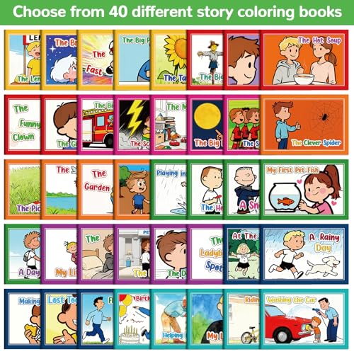 40 Pack Mini Story Coloring Books for Toddlers & Kids - Bulk Classroom Activity Supplies (Green, 4x6 Inches)