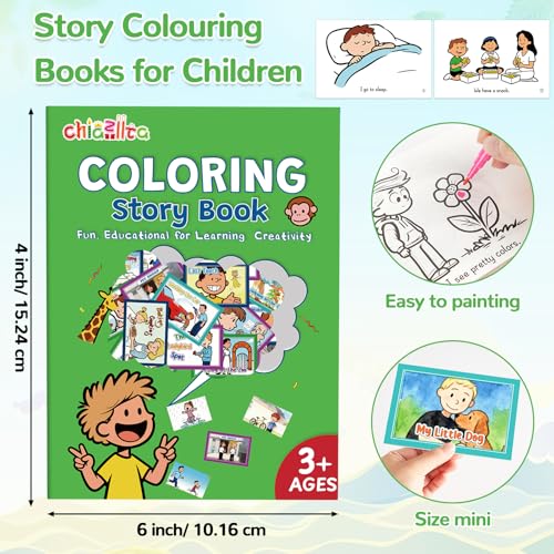 40 Pack Mini Story Coloring Books for Toddlers & Kids - Bulk Classroom Activity Supplies (Green, 4x6 Inches)
