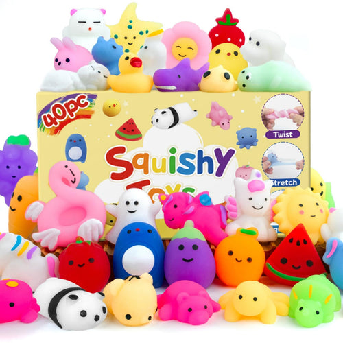 40-Pack Mochi Squishies: Unique Kawaii Animal Squishy Toys for Kids Party Favors