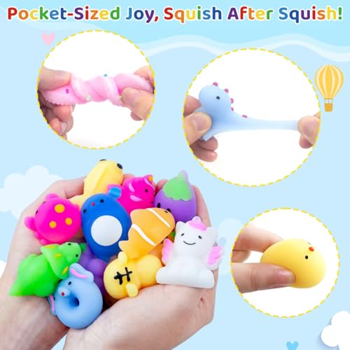 40-Pack Mochi Squishies: Unique Kawaii Animal Squishy Toys for Kids Party Favors