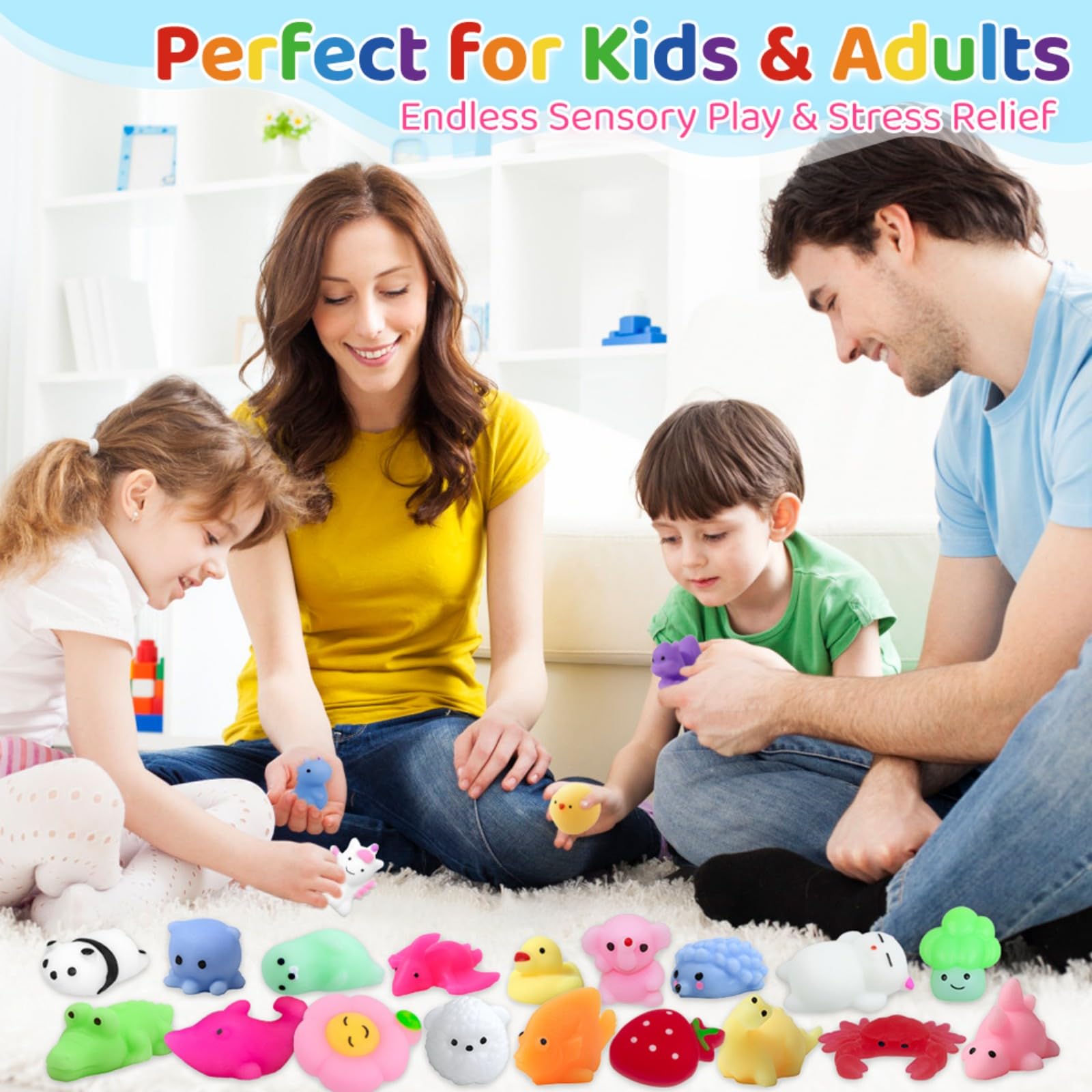 40-Pack Mochi Squishies: Unique Kawaii Animal Squishy Toys for Kids Party Favors