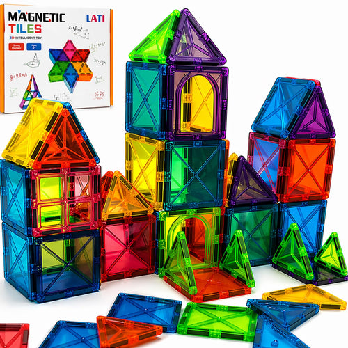 40-Piece Magnetic Tile Starter Set for Ages 3-6 – Build 2D & 3D with Squares and Triangles
