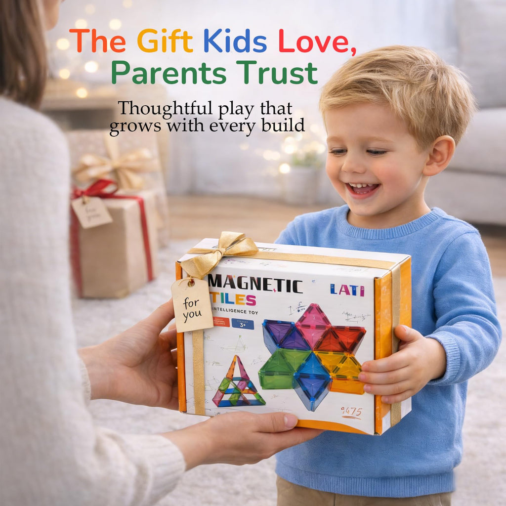 40-Piece Magnetic Tile Starter Set for Ages 3-6 – Build 2D & 3D with Squares and Triangles