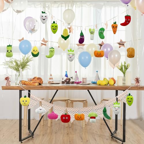 40-Piece Mini Vegetable Plush Toy Set by XIPEGPA - Soft Stuffed Keychain Toys for Party Favors, Classroom Prizes, and Easter Egg Stuffers