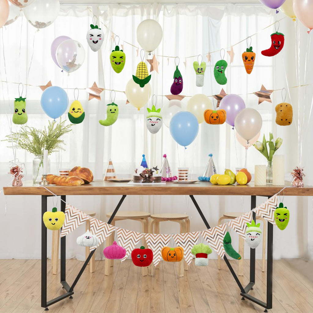 40-Piece Mini Vegetable Plush Toy Set by XIPEGPA - Soft Stuffed Keychain Toys for Party Favors, Classroom Prizes, and Easter Egg Stuffers