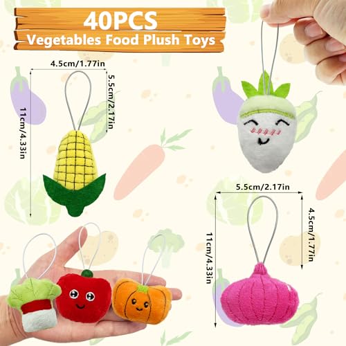 40-Piece Mini Vegetable Plush Toy Set by XIPEGPA - Soft Stuffed Keychain Toys for Party Favors, Classroom Prizes, and Easter Egg Stuffers