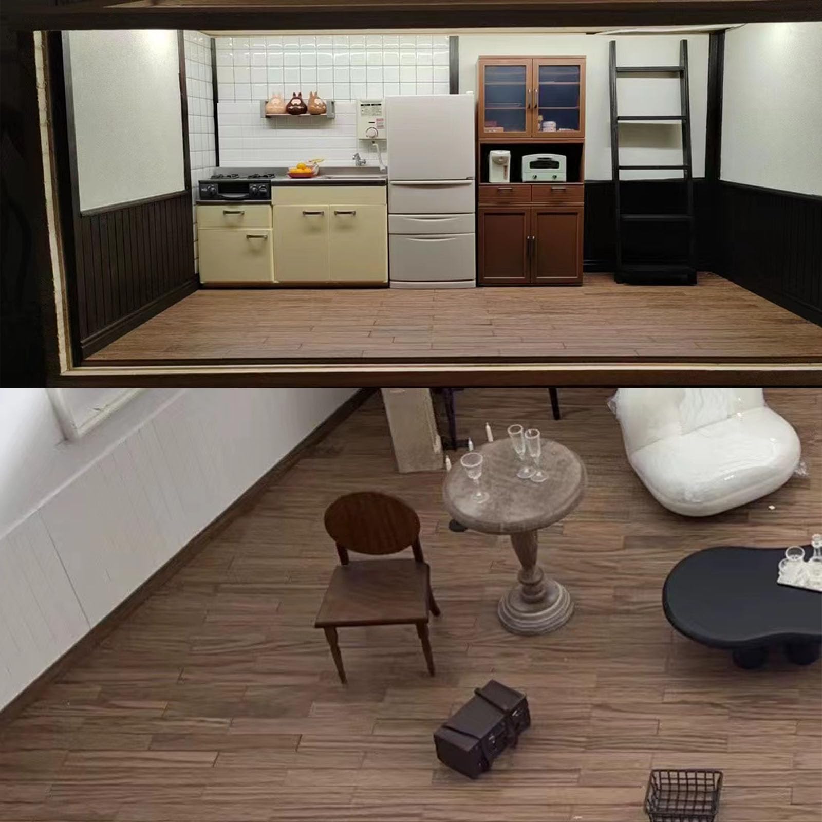 40-Piece Miniature Dollhouse Wood Flooring in Black Walnut – Realistic Wood Grain for 1:12 to 1:6 Scale