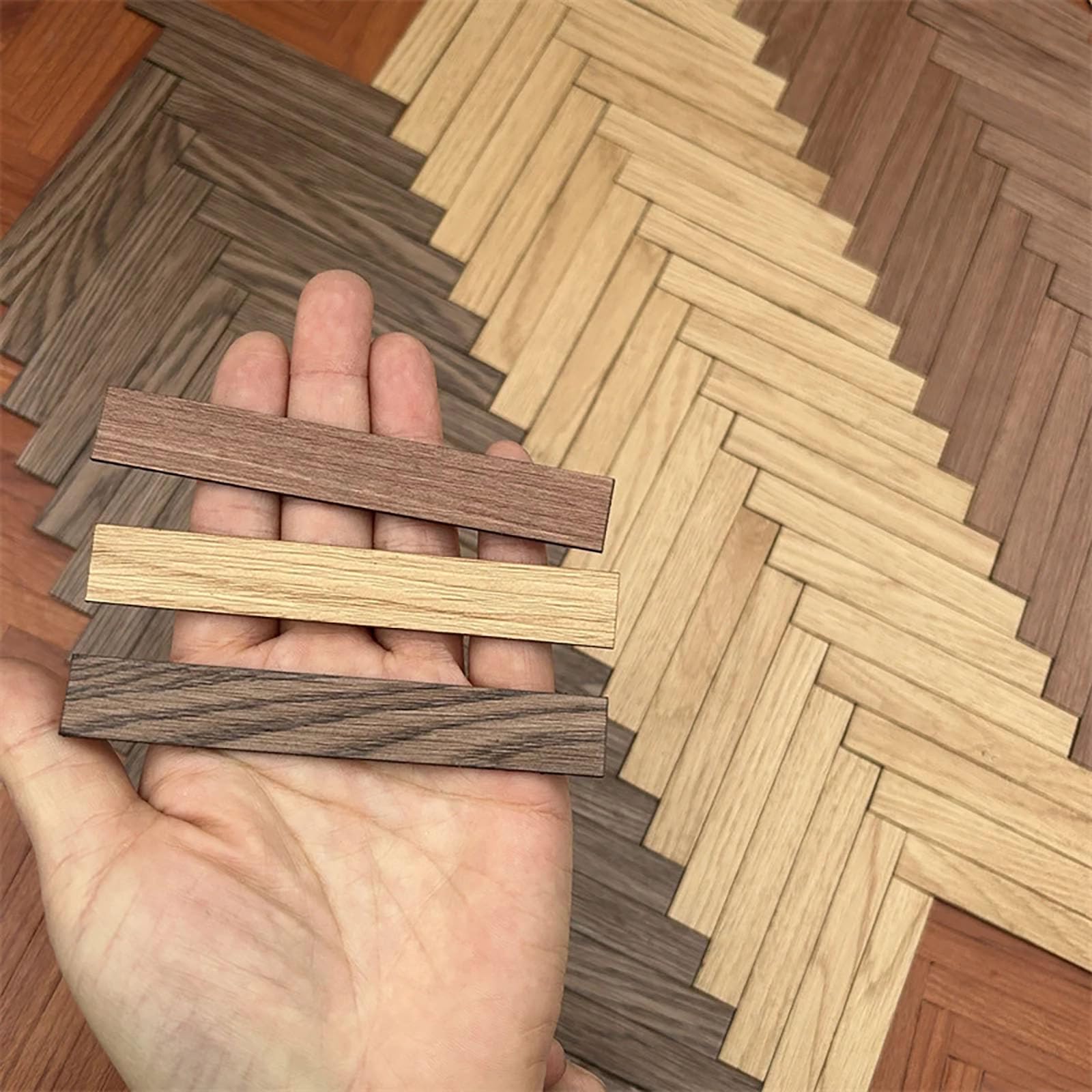 40-Piece Miniature Dollhouse Wood Flooring in Black Walnut – Realistic Wood Grain for 1:12 to 1:6 Scale