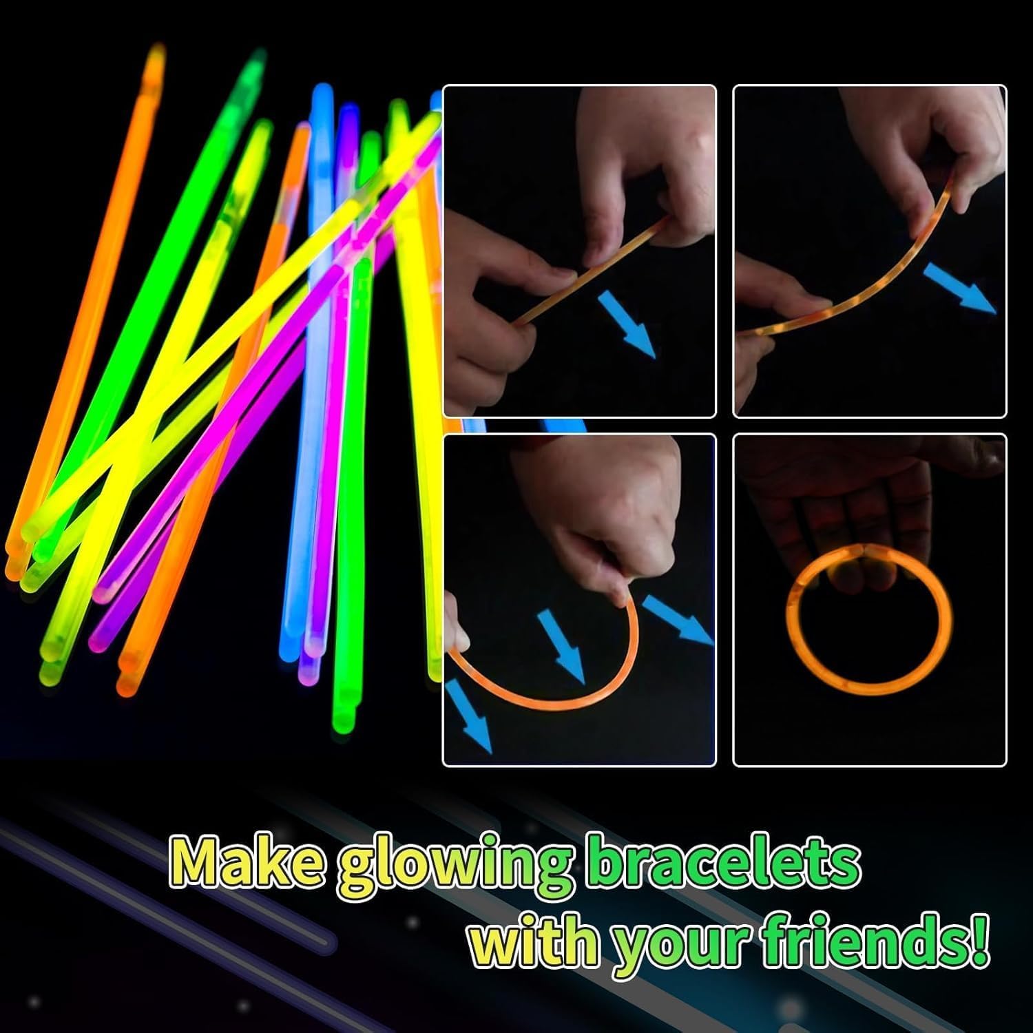 40 Pink Glow Sticks Bracelets & Necklaces Bulk Set with Connectors for Parties