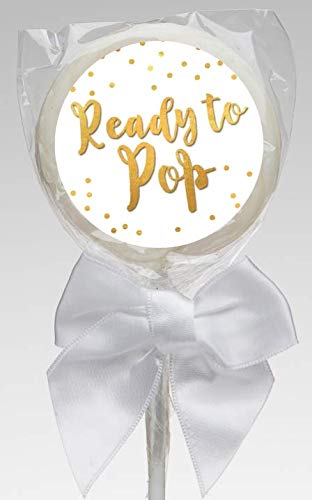 40 Ready to Pop Baby Shower Stickers – Faux Metallic Gold, 2-Inch Round, Gender-Neutral Party Favors