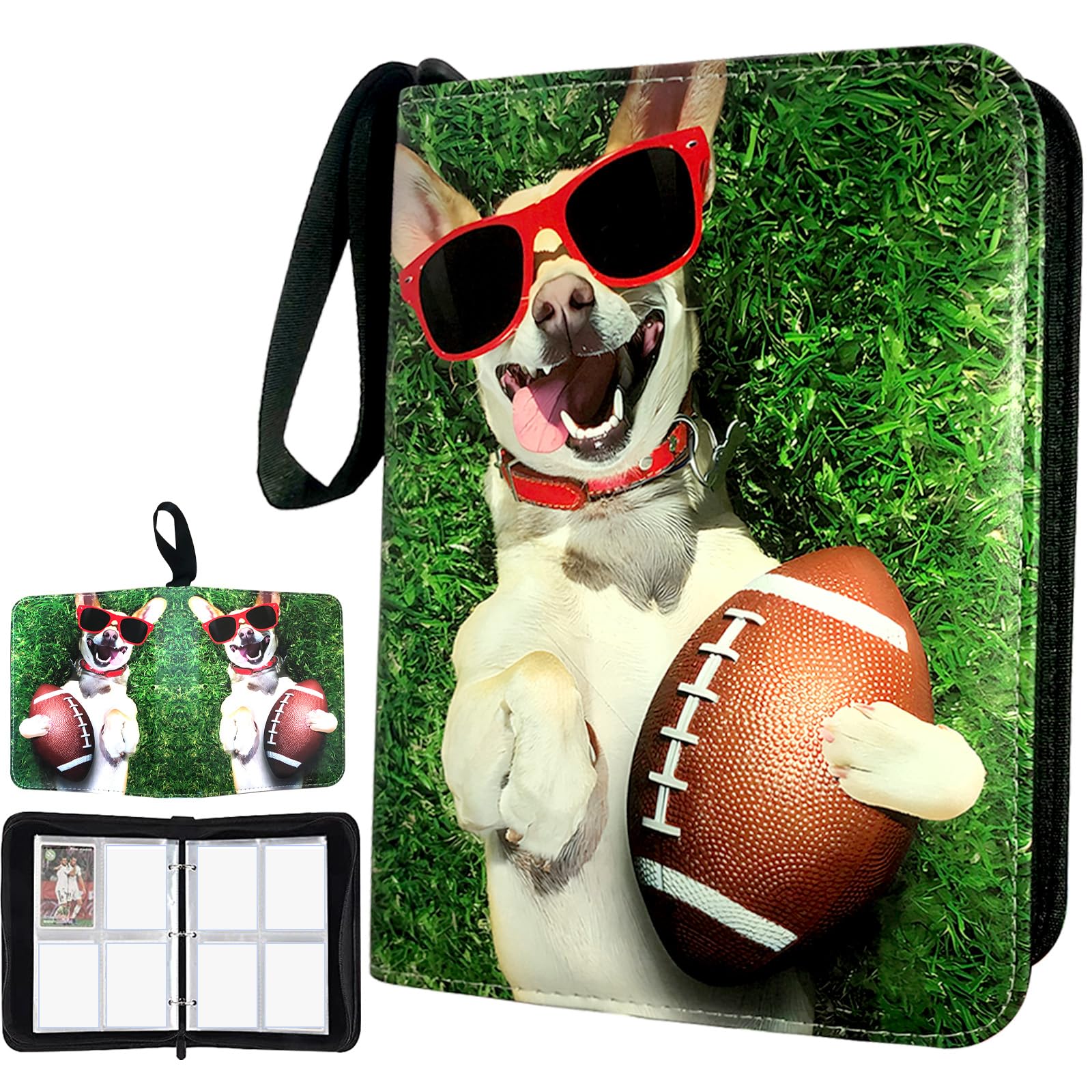 400-Pocket Football Card Binder by Rmannke – PU Leather, Zipper Closure, Holds 400 Cards