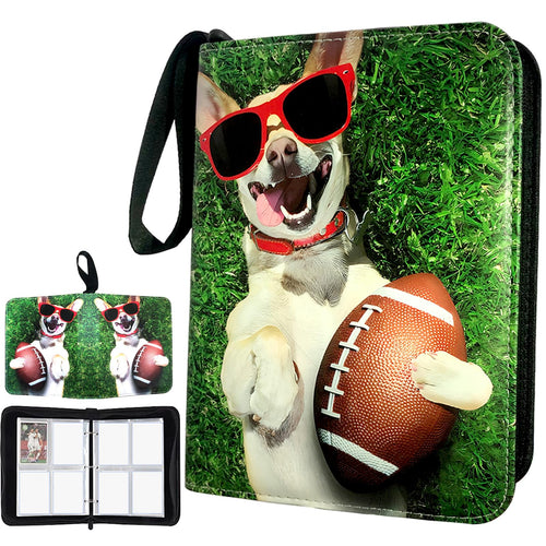 400-Pocket Football Card Binder by Rmannke – PU Leather, Zipper Closure, Holds 400 Cards