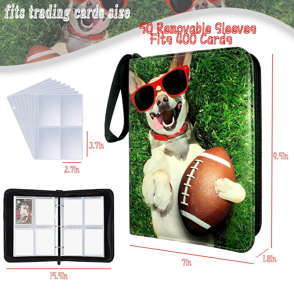 400-Pocket Football Card Binder by Rmannke – PU Leather, Zipper Closure, Holds 400 Cards