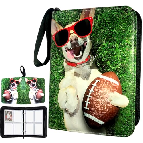 400-Pocket Football Card Binder by Rmannke – PU Leather, Zipper Closure, Holds 400 Cards