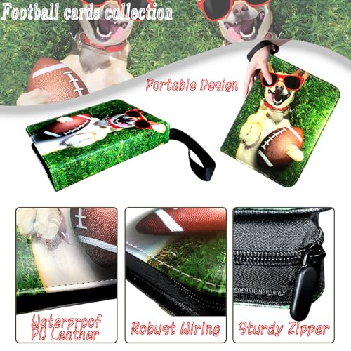 400-Pocket Football Card Binder by Rmannke – PU Leather, Zipper Closure, Holds 400 Cards