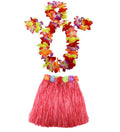 40cm Double-Layer Hula Grass Skirt Set for Kids with Flower Lei, Headband & Bracelets – Luau Party Costume