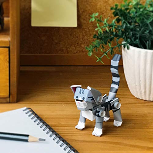 PIPEROID Silver Tabby Cat – Japanese 3D Paper Puzzle | DIY Origami Kit for Kids & Adults