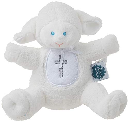 Mary Meyer Christening Lamb Rattle, 5-Inch Plush Baby Toy with Embroidered Cross